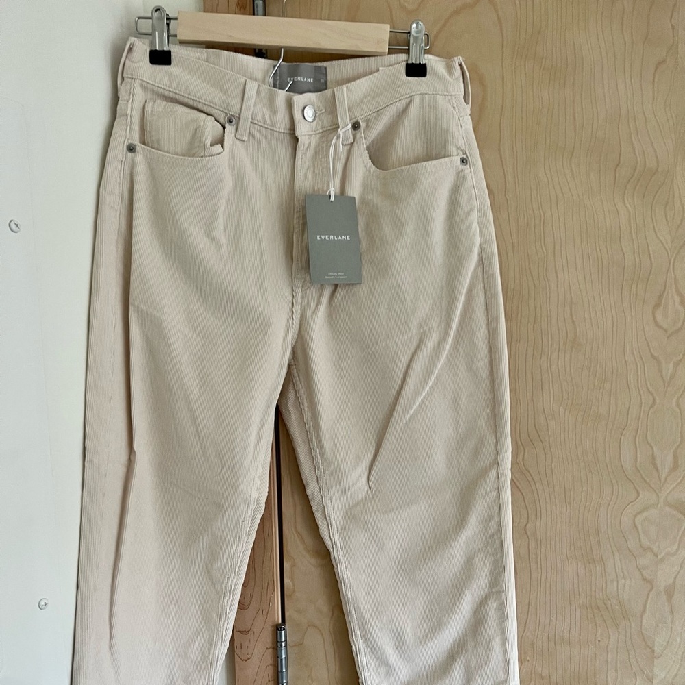 NWT!!! Everlane Cream Corduroy Straight Leg Crop Pants Size 29